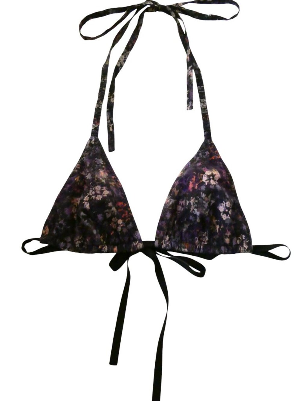 MALIA MILLS Triangle bikini top sz 36 M purple floral print